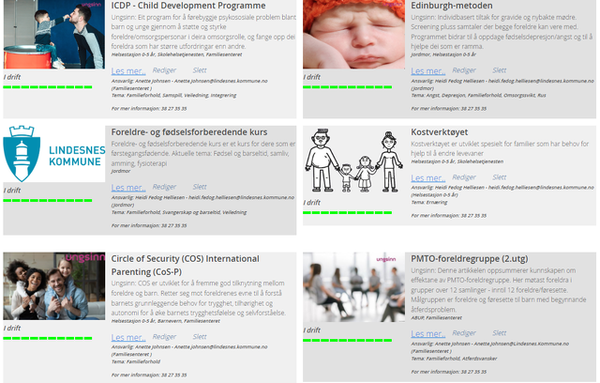 Skjermbilde av oversikten i programmet LaLinea