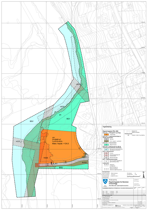 Kart over detaljregulering for planområde for Bommen ressursannlegg