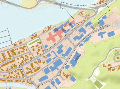 Kart som viser planavgrensning