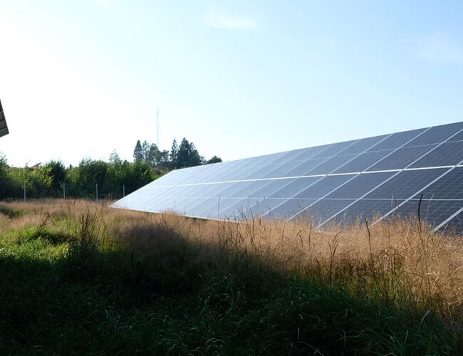 Bilde fra Mörghult solpark, bygget i samarbeid med Solkompaniet. Foto: Solgrid