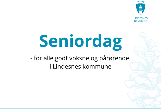 Plakat med Lindesnes kommunes logo og en kongle i bakgrunnen.