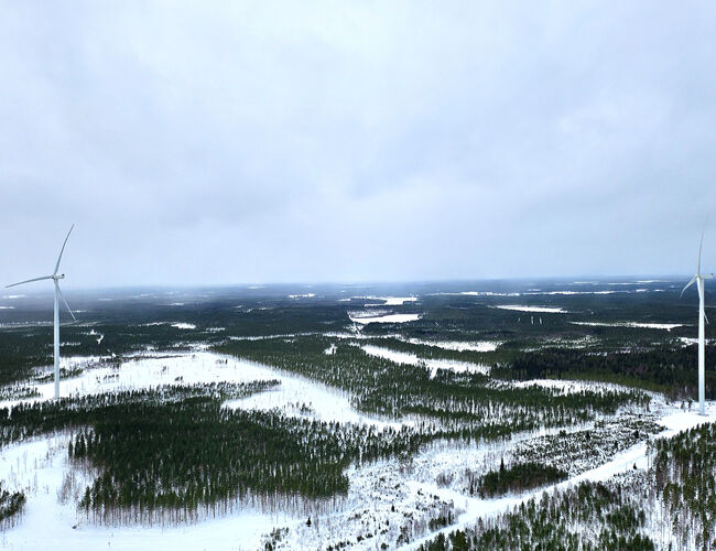 Oversikt over deler av Aneos nye vindpark i Finland. Foto: Norconsult / Bendik Alvestad