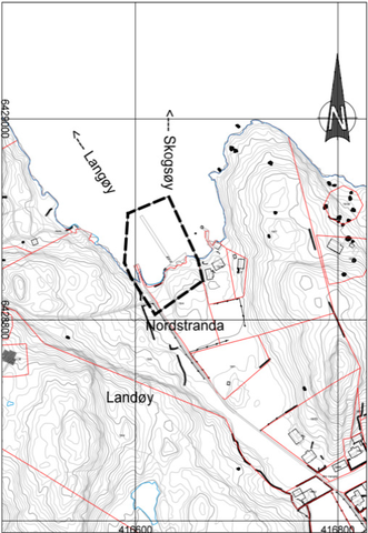 Kartutsnitt Nordstranda, Landøy