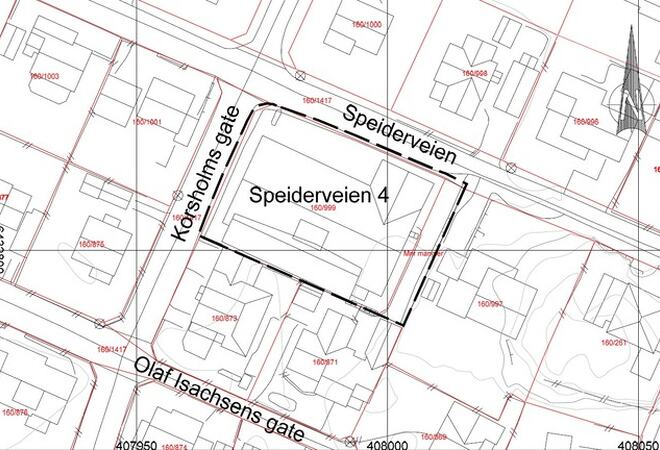 Kartutsnitt forslag til planavgrensning Speiderveien 4