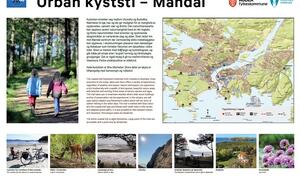 Skilt med beskrivelse av Urban kyststi Mandal