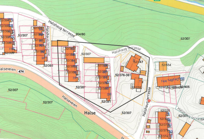 Område berørt av stengt vann 13.2 - Halshaug terrasseac