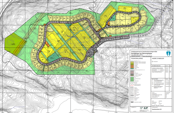 Plankart for detaljregulering for Nordgloppa og Sønnergloppa, Sandnesheia, planID 202109