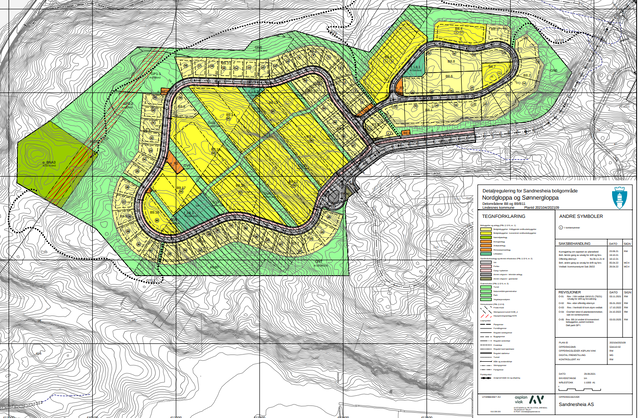 Plankart for detaljregulering for Nordgloppa og Sønnergloppa, Sandnesheia, planID 202109