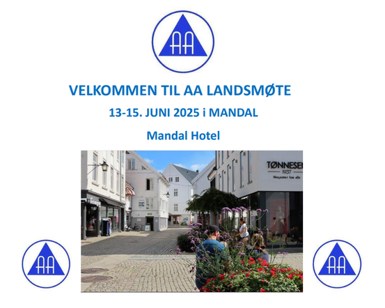 Gågata i Mandal og AA logo