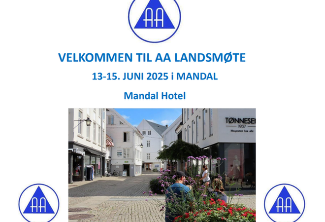 Gågata i Mandal og AA logo