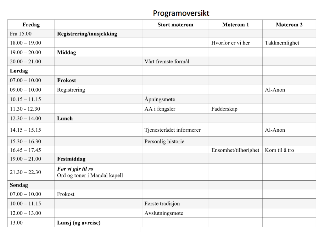 Program AA landsmøte