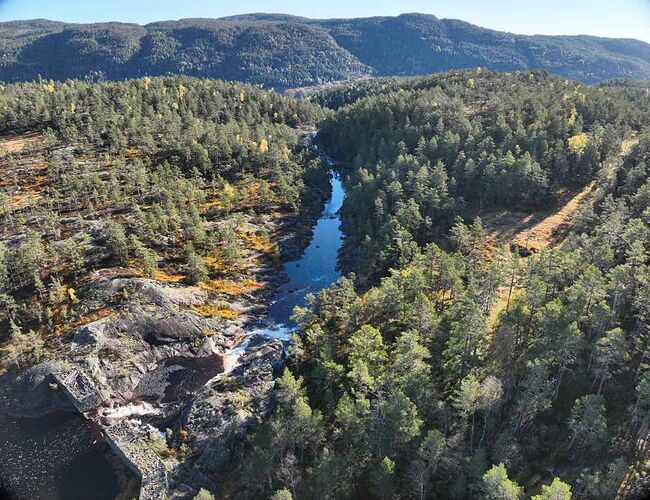 Skjeggedal kraftverk skal bygges øverst i Uldalsvassdraget i Åmli kommune. Foto: Å Energi