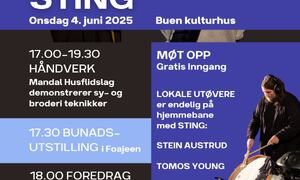 Plakat som beskriver kveldens program