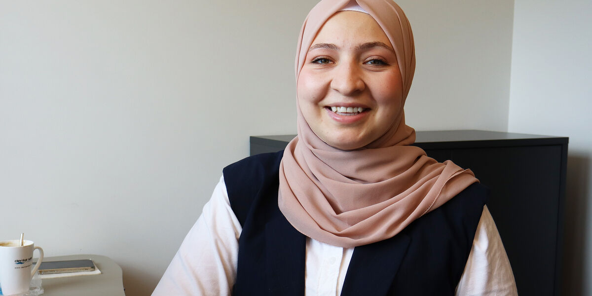 Picture of visiting scientist Ikram Salim in her office.