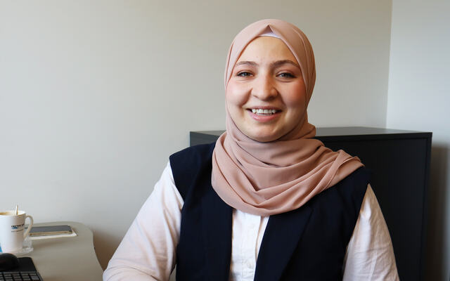 Picture of visiting scientist Ikram Salim in her office.