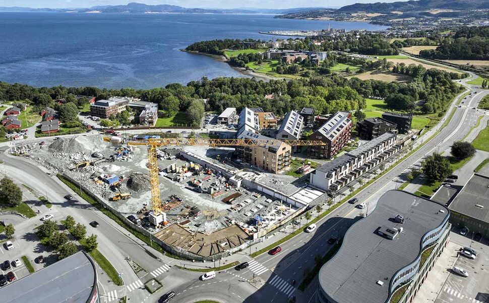 I Leangenbukten, Trondheim skal det bygges 500 nye boliger innen 2030. Her har Bravida valgt pumpeløsningen Mixit fra Grundfos. Foto: Grundfos