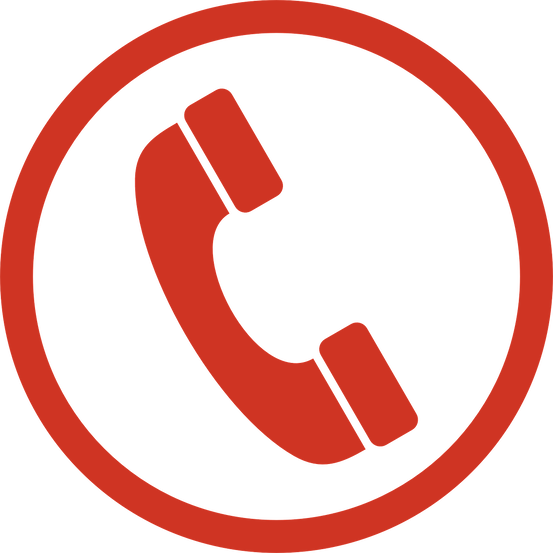Rød telefon inni en rød ring