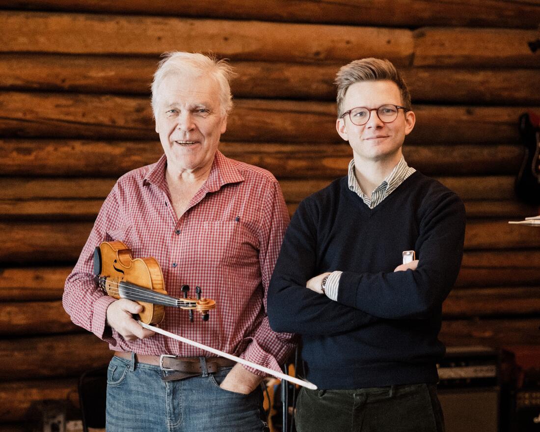 Mats Berglund (den kjente svenske spelemannen, som er gjesteartist på plata) og Anders Lillebo. Foto: Line Wallin.