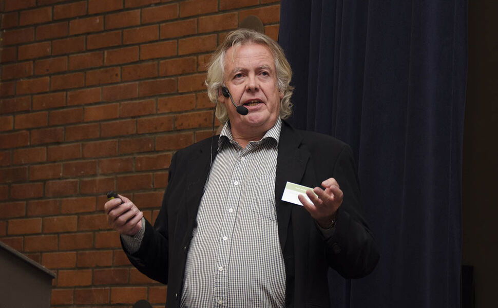 Geir Andersen, ildsjelen bak Norges første GeoTermos, fotografert på Solenergikonferansen i 2018. Foto: EnergiAktuelt