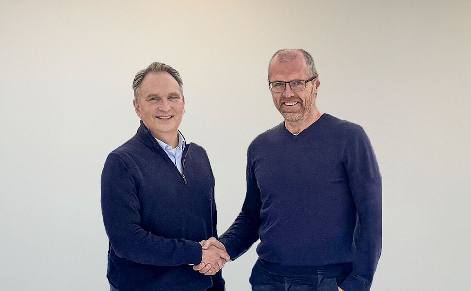 Fra venstre, konsernsjef Håvard Framnes i Geminor og ny CCO Kjetil Vikingstad. Foto: Geminor