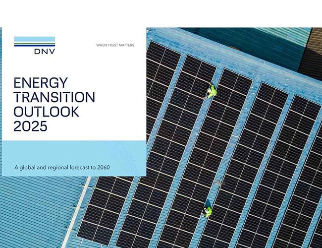 DNVs niende utgaven av Energy Transition Outlook anslår en noe tregere energiomstilling enn tidligere forventet. De globale CO₂-utslippene i 2050 blir ventelig fire prosent høyere enn framskrivningen tilsa for et år siden. Illustrasjon: DNV