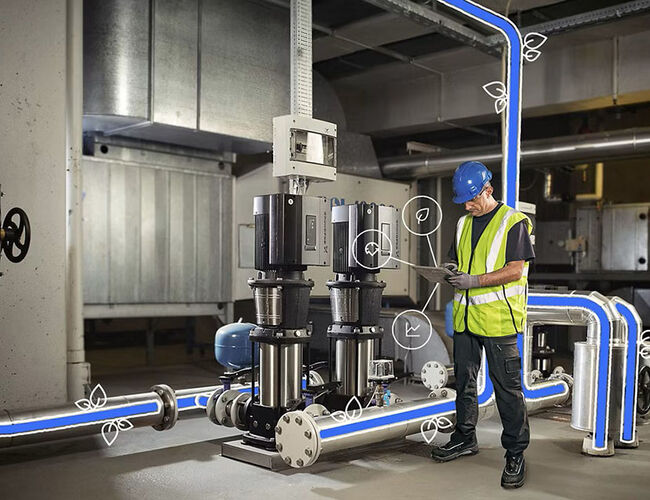 Ettersalg i praksis: teknisk renovering og oppfølging av utstyr forlenger levetiden og reduserer klimaavtrykk. Foto: Grundfos