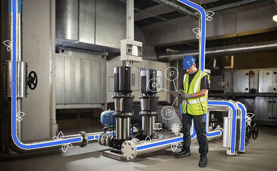 Ettersalg i praksis: teknisk renovering og oppfølging av utstyr forlenger levetiden og reduserer klimaavtrykk. Foto: Grundfos