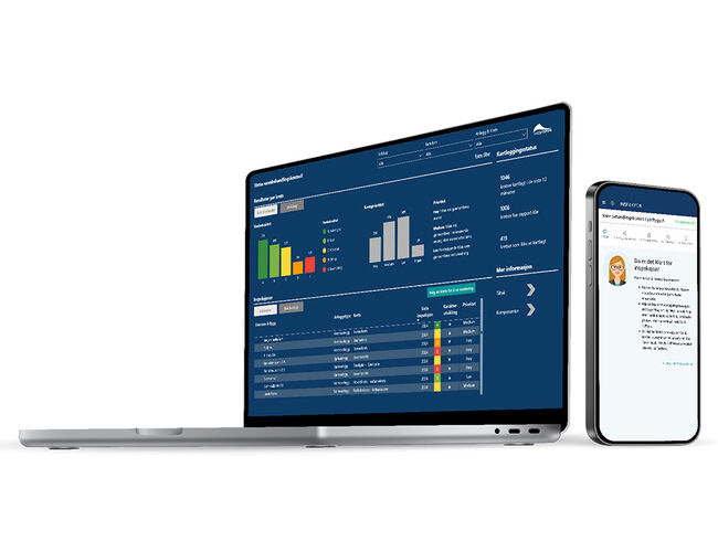 Inspektor samler data fra risikovurderinger, prøver og driftsoppfølging på tvers av bygg i hele landet. Illustrasjon: Kompa