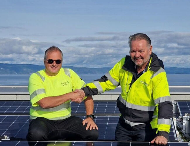 Markedsansvarlig Morten Gausta, EnergiPartner  t.v. og prosjektleder Geir Fikke i FUSen. Foto: FUSen