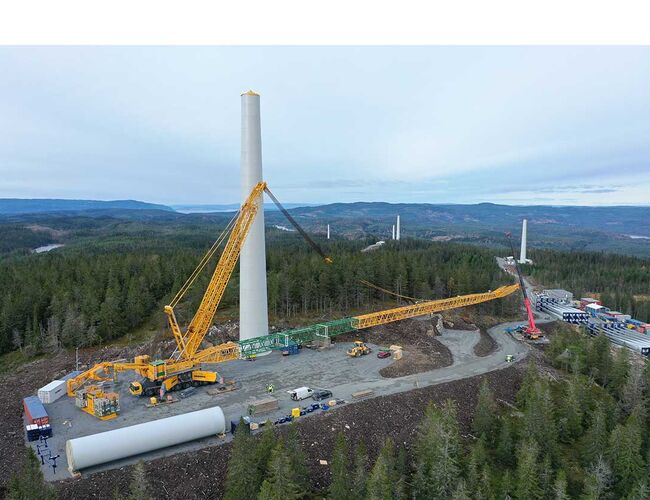 Montering av turbin i Odal Vindkraftverk i 2021. Foto: Akershus Energi