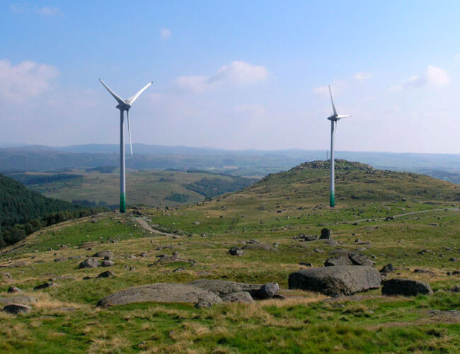 Solvind Åsen II vindkraftverk ligger ved Bryne i Time kommune. Foto: Eidsiva