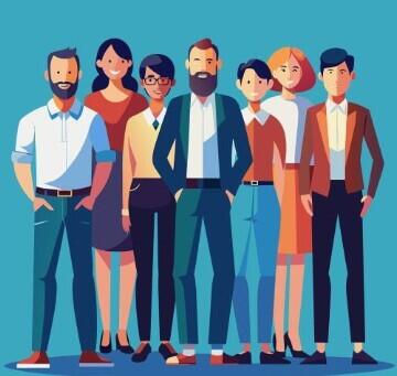 tegnet bilde av mange mennesker