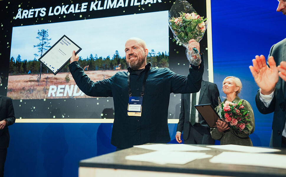 Rendalen kommune vant prisen for Årets lokale klimatiltak for små og mellomstore kommuner. På bildet: Øyvind Fredriksson. Foto: Kevin Dahlman/ZERO