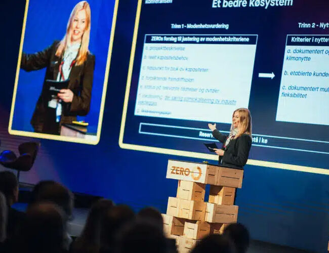 ZEROs Iselin Lothe la frem de ti politiske anbefalingene på Zerokonferansen 27. november. Foto: Kevin Dahlman/ZERO