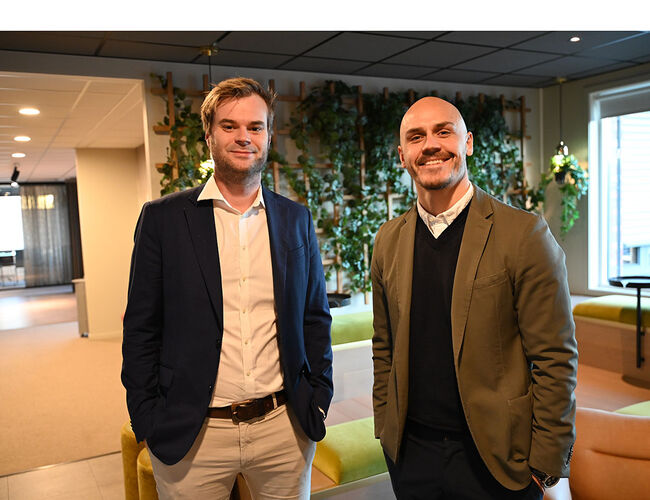 Fra venstre: Daglig leder Erik Åbyholm i Green Norway og teknisk direktør i Scandic Norge, Mikkel Vangsgaard. Foto: Scandic Fra venstre: Daglig leder Erik Åbyholm i Green Norway og teknisk direktør i Scandic Norge, Mikkel Vangsgaard. Foto: Scandic