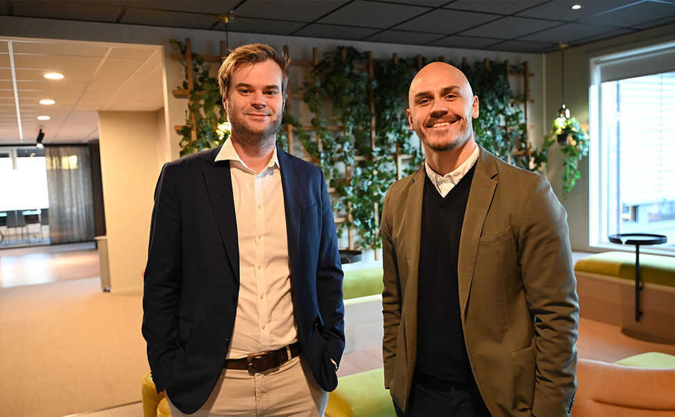 Fra venstre: Daglig leder Erik Åbyholm i Green Norway og teknisk direktør i Scandic Norge, Mikkel Vangsgaard. Foto: Scandic Fra venstre: Daglig leder Erik Åbyholm i Green Norway og teknisk direktør i Scandic Norge, Mikkel Vangsgaard. Foto: Scandic