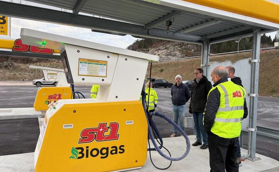 Her åpnes St1s første biogass-stasjon i Norge. Foto: St1