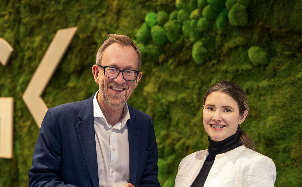 Kim Robert Lisø, konsernsjef, og Karina Nilsen, bærekraftsdirektør. Foto: GK