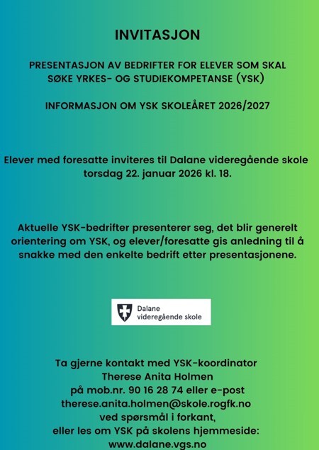 Invitasjon til Dalane Vid.Skol.e
