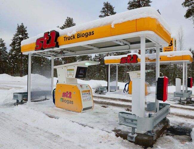 Den nye fyllestasjonen for biogass på St1 Koppang åpnet i begynnelsen av januar. Foto:  St1
