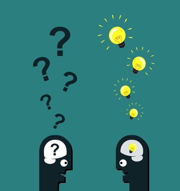 Ett hode med spørsmål og ett med lyse ideer