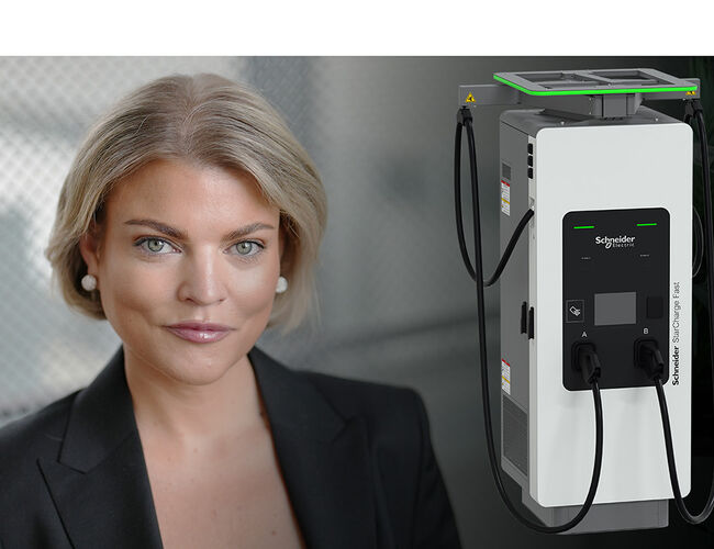 – For å lykkes i overgangen til et elektrifisert bilmarked, kreves det ladeløsninger som kan håndtere høy effekt, som er driftssikre over tid og enkelt kan integreres i eksisterende systemer, sier Emma Wallin, leder for eMobility i Norden og Baltikum hos Schneider Electric. Foto: Schneider Electric