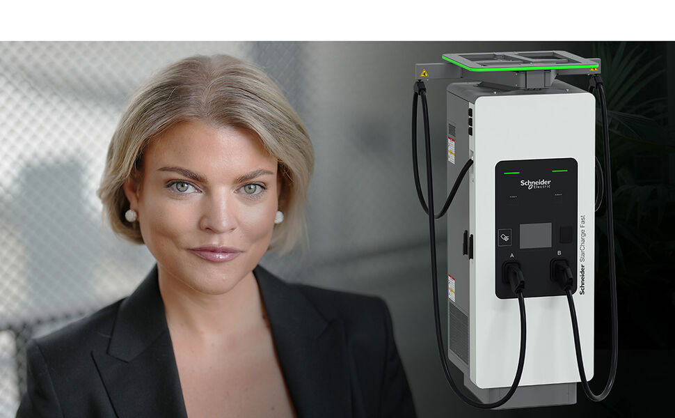 – For å lykkes i overgangen til et elektrifisert bilmarked, kreves det ladeløsninger som kan håndtere høy effekt, som er driftssikre over tid og enkelt kan integreres i eksisterende systemer, sier Emma Wallin, leder for eMobility i Norden og Baltikum hos Schneider Electric. Foto: Schneider Electric