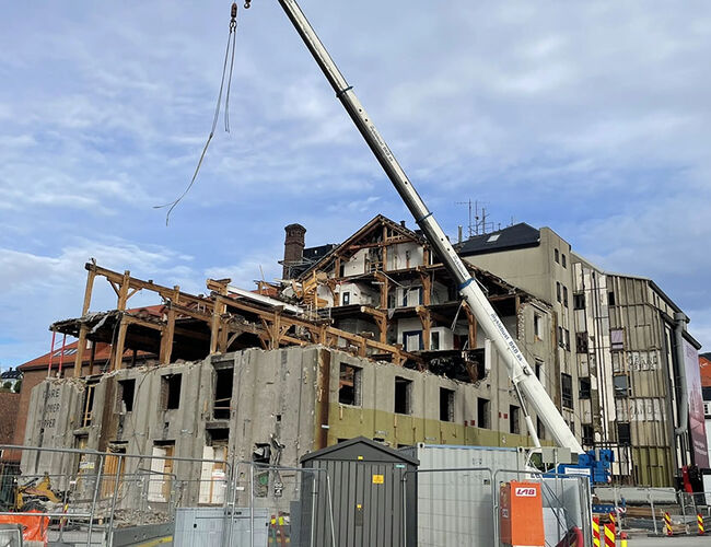 Før byggingen av Nøstebukten Brygge startet, ble eksisterende bygg kartlagt og scannet for å finne ut hvor mye som kunne brukes på nytt. Foto: OBOS Før byggingen av Nøstebukten Brygge startet, ble eksisterende bygg kartlagt og scannet for å finne ut hvor mye som kunne brukes på nytt. Foto: OBOS