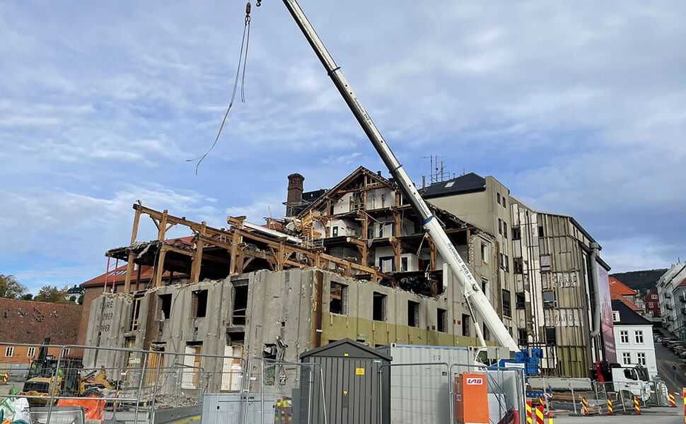 Før byggingen av Nøstebukten Brygge startet, ble eksisterende bygg kartlagt og scannet for å finne ut hvor mye som kunne brukes på nytt. Foto: OBOS