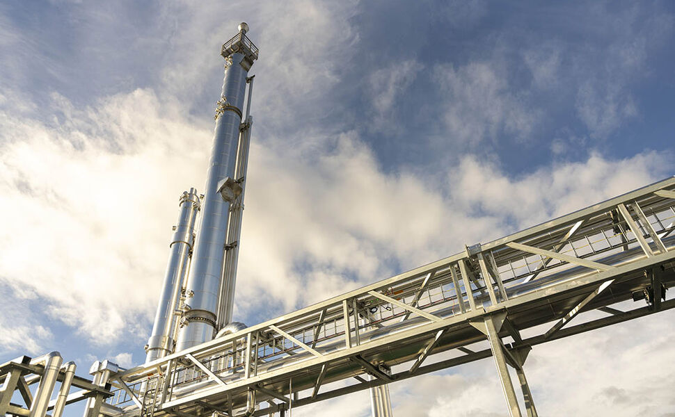 Enova lanserer nå støtteordninger både for karbonfangst og for mottaksterminaler for CO2. Bildet er fra et Enova-støttet karbonfangstanlegg på Rakkestad. Foto: Øystein Sandø / Enova SF