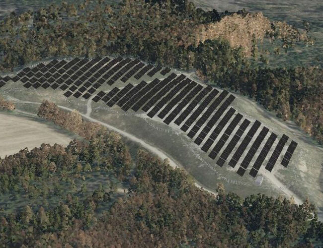 Illustrasjon av solkraftverket sett fra sørvest. Kilde:Østfold Energi Solkraft AS