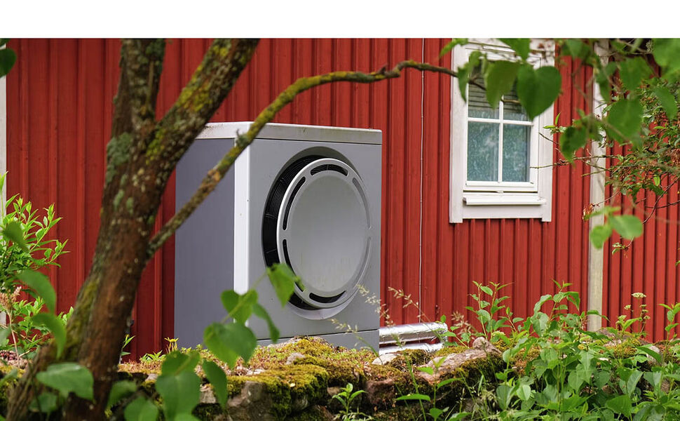Luft-til-vann-varmepumpe. Foto: Enova Luft-til-vann-varmepumpe. Foto: Enova