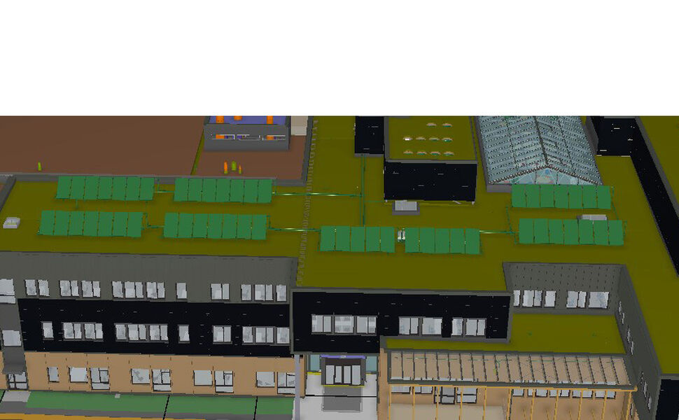 Modell av solfangere på tak. Kilde: Armatec