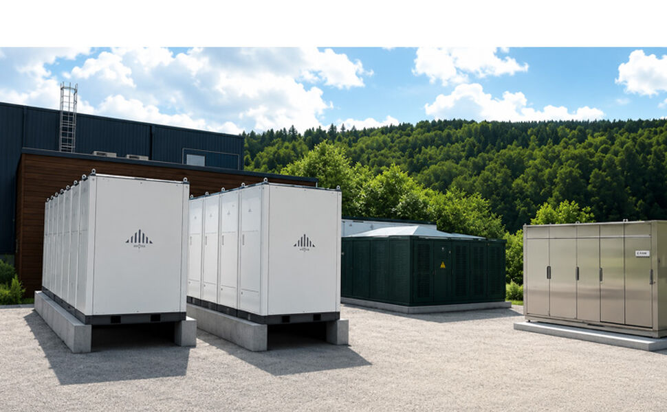 Slik vil det nye batterianlegget se ut når det er ferdig. Foto: Akershus Energi Slik vil det nye batterianlegget se ut når det er ferdig. Foto: Akershus Energi